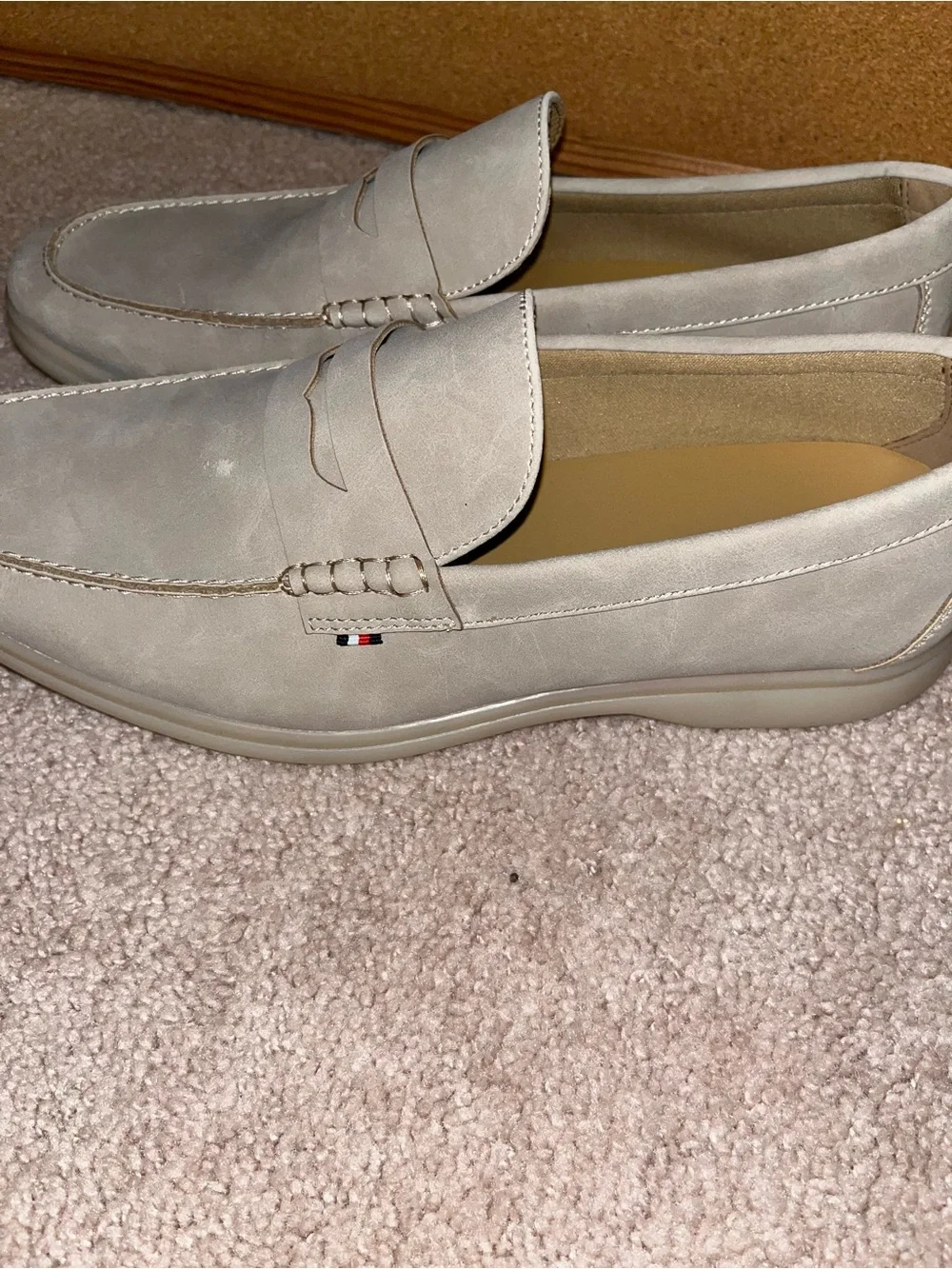 Tommy Hilfiger Men’s Light Gray Suede Penny Loafers